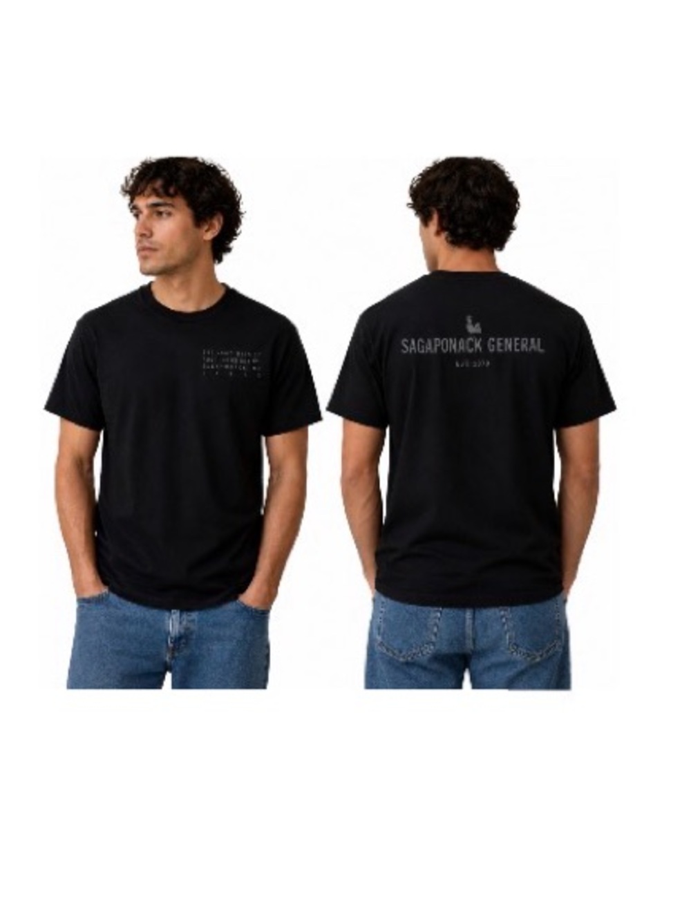 Sagaponack General Historic Hamptons Black Graphic Tee – Size Large